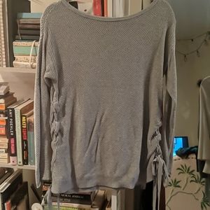 Nordstrom's grey boatneck side tie sweater xs